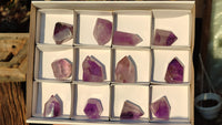 Polished Small Window Amethyst Points x 12 From Ankazobe, Madagascar