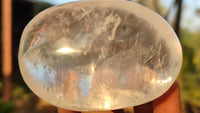 Polished Extra Large Clear Rock Crystal Free Forms With Rainbow Veils x 6 From Madagascar