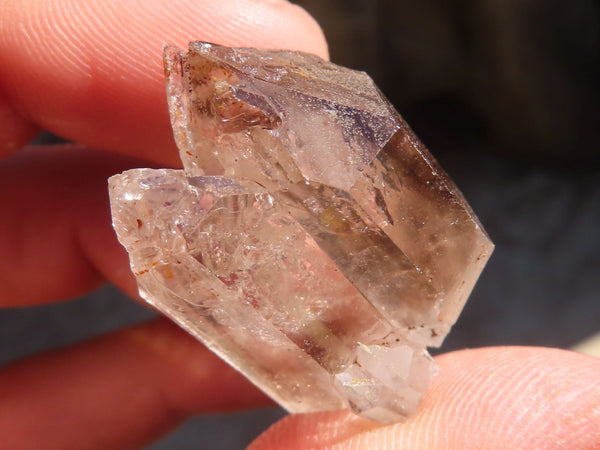 Natural Clear Bright Amethyst & Smokey Brandberg Quartz Crystals x 20 From Brandberg, Namibia