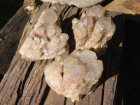 Natural Cascading White Phantom Quartz Clusters  x 3 From Luena, Congo - Toprock Gemstones and Minerals 