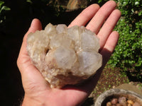 Natural Cascading White Phantom Quartz Clusters  x 3 From Luena, Congo - Toprock Gemstones and Minerals 