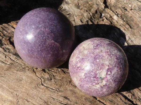 Polished Purple Lepidolite Spheres  x 2 From Zimbabwe