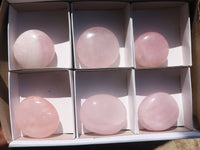 Polished Pink Rose Quartz Palm Stones  x 6 From Madagascar - TopRock