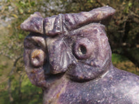 Polished Hand Carved Leopard Stone & Lepidolite Owls  x 2 From Zimbabwe - TopRock