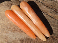 Polished Orange Twist Calcite Massage Wands x 6 From Maevantanana, Madagascar