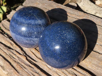 Polished Blue Lazulite Spheres  x 2 From Madagascar - Toprock Gemstones and Minerals 