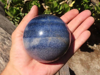 Polished Blue Lazulite Spheres  x 2 From Madagascar - Toprock Gemstones and Minerals 