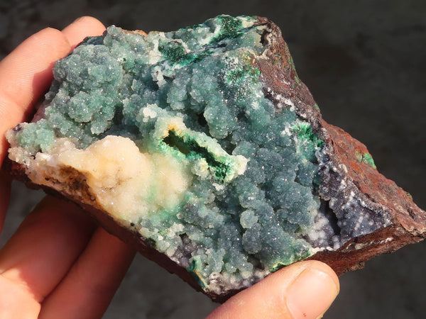 Natural Rare Ball Malachite On Drusy Quartz & Dolomite Specimens x 3 From Kambove, Congo