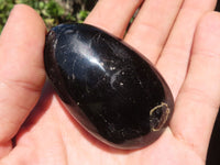 Polished Schorl Black Tourmaline Palm Stones  x 12 From Madagascar - TopRock