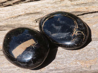 Polished Schorl Black Tourmaline Palm Stones  x 12 From Madagascar - TopRock