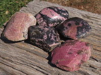 Polished One Sided Rhodonite & Chromite Free Forms  x 5 From Ambindavato, Madagascar - TopRock