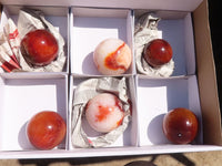 Polished Carnelian Agate Spheres  x 6 From Madagascar - Toprock Gemstones and Minerals 