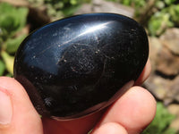 Polished Schorl Black Tourmaline Palm Stones  x 12 From Madagascar - TopRock