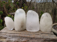 Polished Clear Quartz Standing Free Forms x 4 From Madagascar