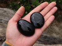 Polished Schorl Black Tourmaline Palm Stones  x 20 From Madagascar - Toprock Gemstones and Minerals 