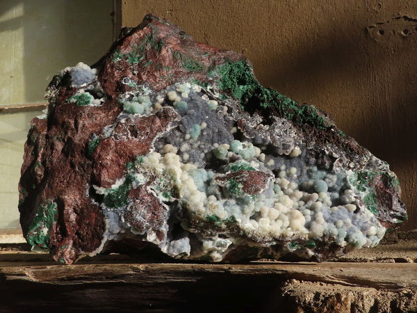 Natural XXL Drusy Quartz Coated Ball Malachite & Chrysocolla In Red Copper Dolomite  x 1 From Likasi, Congo