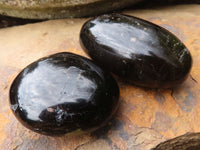 Polished Schorl Black Tourmaline Palm Stones  x 20 From Madagascar - Toprock Gemstones and Minerals 