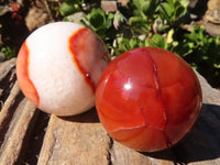 Polished Carnelian Agate Spheres  x 6 From Madagascar - Toprock Gemstones and Minerals 