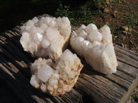 Natural Quartz Clusters With White Phantoms  x 3 From Madagascar - TopRock