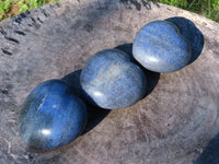 Polished Rich Blue Stunning Lazulite Hearts x 3 From Ambatfinhandrana, Madagascar - TopRock