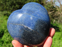 Polished Rich Blue Stunning Lazulite Hearts x 3 From Ambatfinhandrana, Madagascar - TopRock