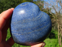 Polished Rich Blue Stunning Lazulite Hearts x 3 From Ambatfinhandrana, Madagascar - TopRock