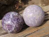 Polished Purple Lepidolite With Rubellite Spheres  x 2 From Madagascar