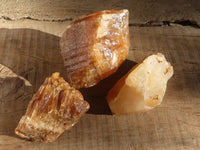 Natural Honey Aragonite Etched & Cobbed Pieces  x 3 From Namibia