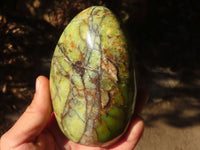 Polished Green Opal Standing Free Forms  x 2 From Madagascar