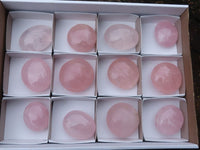 Polished Gemmy Pink Rose Quartz Palm Stones  x 12 From Madagascar - TopRock