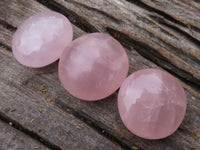 Polished Gemmy Pink Rose Quartz Palm Stones  x 12 From Madagascar - TopRock