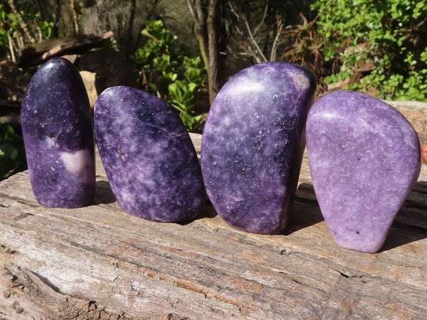 Polished Purple Lepidolite Standing Free Forms  x 4 From Zimbabwe