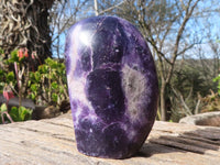 Polished Purple Lepidolite Standing Free Forms  x 4 From Zimbabwe