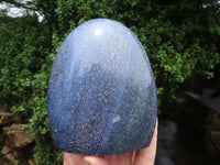 Polished Deep Blue Lazulite Standing Free Forms  x 2 From Madagascar - TopRock