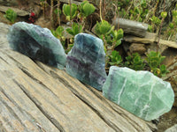 Polished Watermelon Fluorite Standing Slabs  x 3 From Uis, Namibia