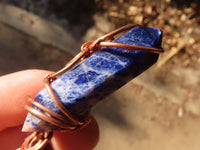 Polished Copper Wire Wrapped Sodalite Pendants x 6 From Namibia