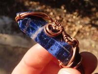 Polished Copper Wire Wrapped Sodalite Pendants x 6 From Namibia