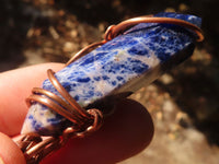 Polished Copper Wire Wrapped Sodalite Pendants x 6 From Namibia