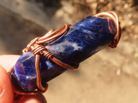 Polished Copper Wire Wrapped Sodalite Pendants x 6 From Namibia