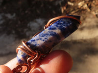 Polished Copper Wire Wrapped Sodalite Pendants x 6 From Namibia