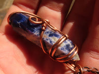 Polished Copper Wire Wrapped Sodalite Pendants x 6 From Namibia