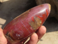 Polished Red Podocarpus Petrified Wood Standing Free Forms x 2 From Mahajanga, Madagascar