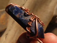 Polished Copper Wire Wrapped Sodalite Pendants x 6 From Namibia