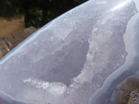 Polished Blue Lace Agate Standing Free Forms With Nice Crystalline Geode Vugs x 6 From Malawi - TopRock