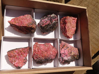 Natural Rough Red Rhodonite Specimens x 6 From Zimbabwe