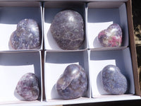 Polished Purple Lepidolite Hearts  x 6 From Madagascar - TopRock