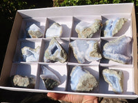 Natural Blue Lace Agate Geode Specimens  x 12 From Nsanje, Malawi