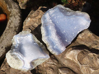 Natural Blue Lace Agate Geode Specimens  x 12 From Nsanje, Malawi