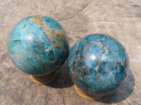 Polished Blue Apatite Spheres x 3 From Betroka, Madagascar - TopRock