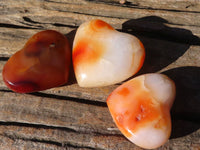 Polished Carnelian Agate Hearts & Palm Stones  x 12 From Madagascar